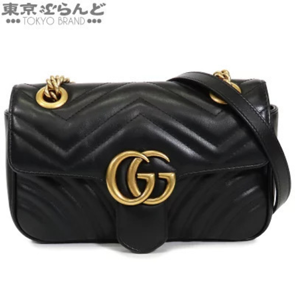 Gucci GG Marmont Chain Bag Shoulder Leather Heart Black